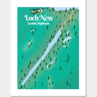 Loch Ness map travel poster Posters and Art